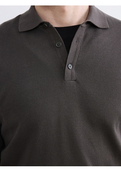 Lcwaıkıkı Classic Haki Polo Yaka Erkek Triko Kazak