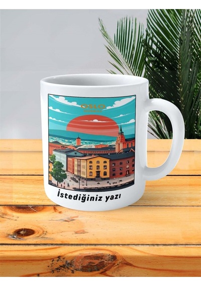 Oslo Baskılı Kupa Bardak Kişiye Özel Desen Çok Renkli