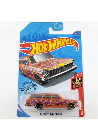 Hot Wheels '64 Chevy Nova Wagon - Uzun Kart - Hw Flames - 2018 - Ghd61 Turuncu