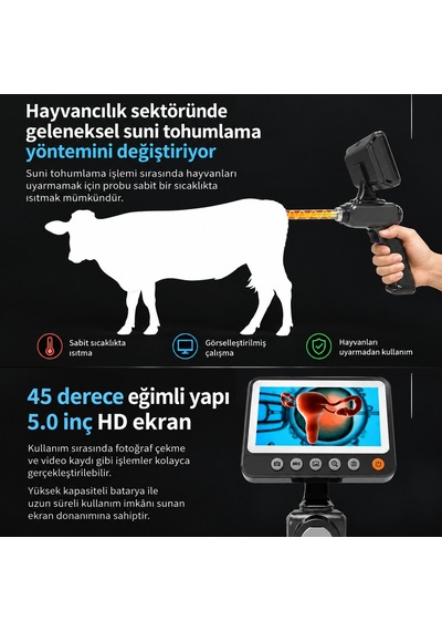 KMT-SUNI Görüntülü Suni Tohumlama Cihazı 5 İnç Ekranlı - Veteriner Endoskop Kamera