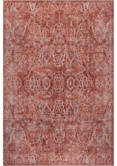 Artloop Folk Kiremit Vintage Klasik Madalyon Desenli Dokuma Tabanlı Şönil Halı Al 581