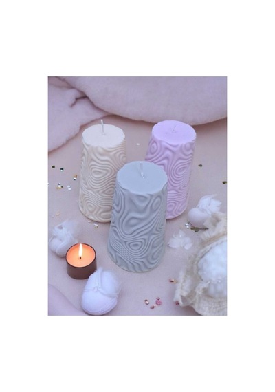 Organik Dalga Desenli Büyük Soya Mum El Yapımı Kokulu 330 Gr Premium Dekoratif Mum Mor - 714840401 Mor