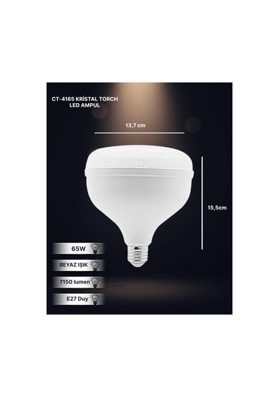 Ct-4165 Kristal Led Torch Ampul 65w Beyaz
