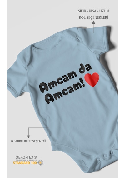 Morivokids Amcam Temalı Kısa Kollu Bebek Body %100 Pamuk Bebe Mavisi