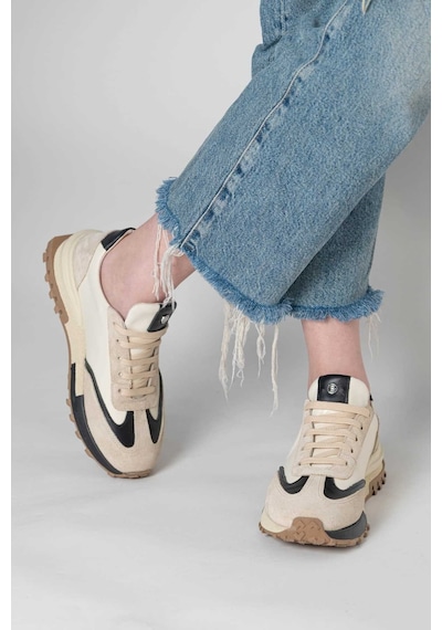 Bestello Bağcıklı Termo Taban Sneaker 101-24614-08 Kadın Ayakkabı Bej