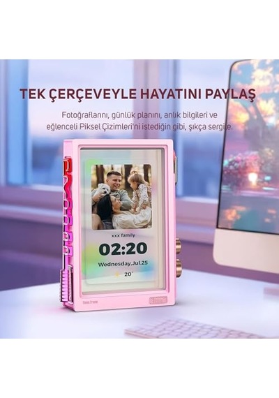 Lovelock Ses Kayıt Özellikli Bluetooth Hoparlör Ve Times Frame Akıllı Dijital Çerçeve Hediye Seti, Pembe
