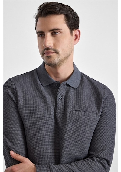 Süvari Gri Regular Düz Fermuarlı Polo Yaka Sweatshirt Sw2013700028-s05