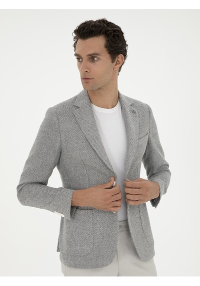 Cacharel Açık Gri Slim Fit Keten Karışımlı Spor Ceket Cacharel Açık Gri Slim Fit Keten Karışımlı Spor Ceket