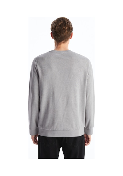 Lcwaıkıkı Classic Gri Bisiklet Yaka Uzun Kollu Baskılı Erkek Sweatshirt