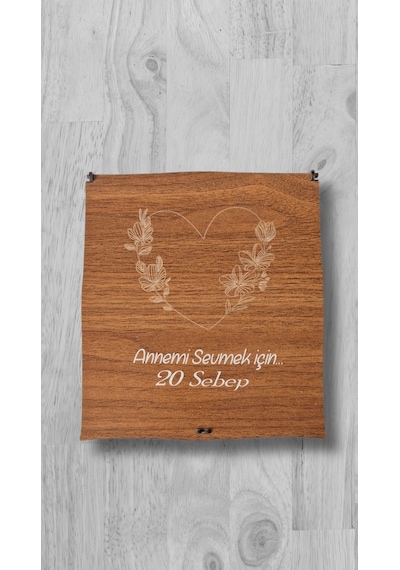 Annemi Sevmek İçin 20 Neden - Lazer Kesim Ahşap Kutulu Puzzle Hediye 46552091
