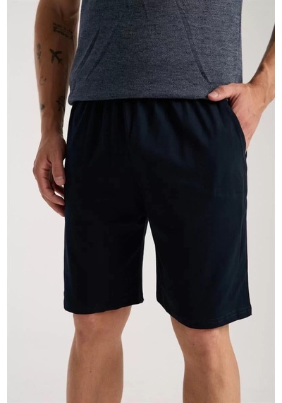 Erkek Lacivert Sıfır Yaka Kısa Kol Şortlu Pijama Takımı
