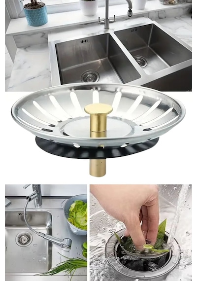Paslanmaz Çelik Mutfak Evye Lavabo Süzgeci Lavabo Gideri Atık Gıda Tıpası