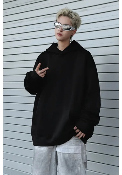 Tarz Cool Erkek Kapüşonlu Oversize Sweatshirt Siyah