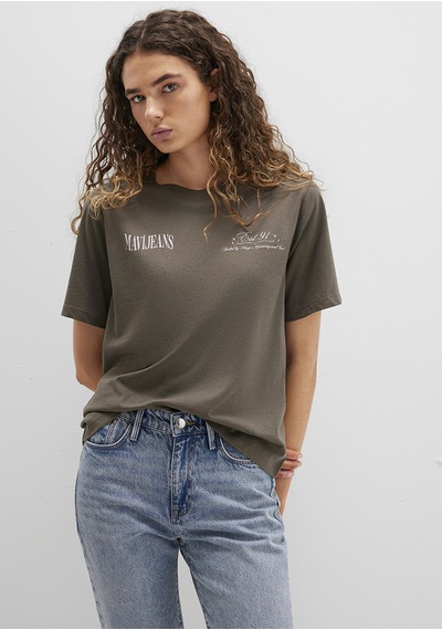 Mavi - Mavi Jeans Baskılı Yeşil Tişört 1613487-71550 Yeşil