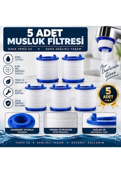 Viosa 5 Adet Musluk Başlığı Filtresi- Kireç Pas Tortu Engelleyici Filtre Altın