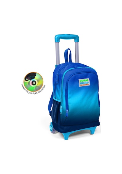 Coral High Kids Lacivert Ve Mavi Üç Bölmeli Çekçekli Okul Sırt Çantası 23945