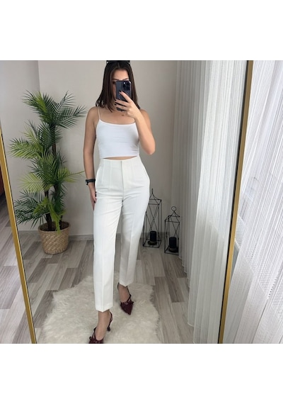 Buğrahayalin Kadın Üste Oturan Paçası Bilek Üzerinde Biten Atlas Kumaş Pantolon 36 S - 50 5xl Beyaz Buğrahayalin Kadın Üste Oturan Paçası Bilek Üzerinde Biten Atlas Kumaş Pantolon 36 S - 50 5xl Beyaz