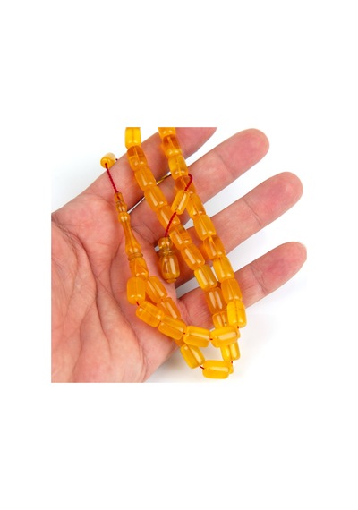 Sıkma Kehribar Kapsül Kesim 8x10.5mm Tesbih Açık Sarı