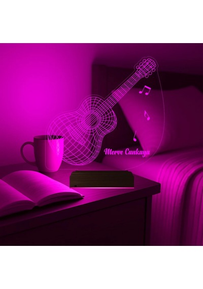 Luvivia Gitar Gitarist Müzisyen Hediyesi Kişiye Özel 3d Lamba - Masa Gece Lambası Şeffaf