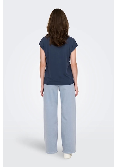 Only Onlhannah S/s V-neck Top Kadın T-shirt 15326642 Lacivert