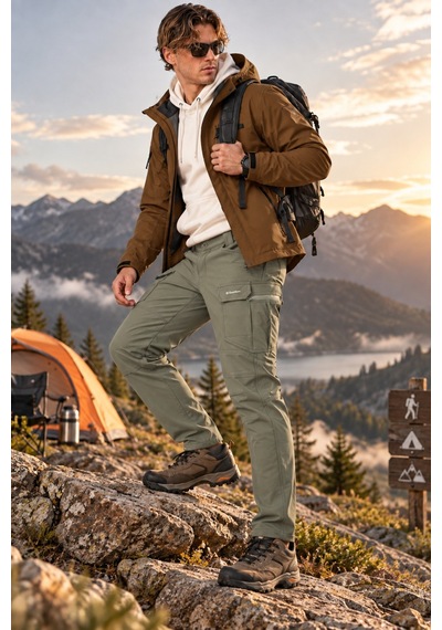 Dechers Erkek Kışlık Softshell İçi Polarlı Rüzgar, Soğuk & Su Geçirmez Taktik Pantolon - E232 Bej