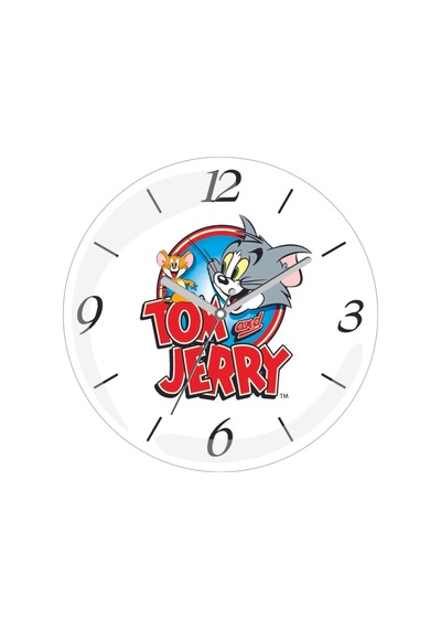Tom Ve Jerry Çizgi Film Sessiz Bombeli Gerçek Cam Duvar Saati Siyah