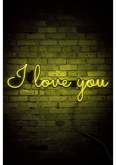 I Love You Neon Led Duvar Aydınlatması & Dekoru & Gece Lambası Sarı Sarı