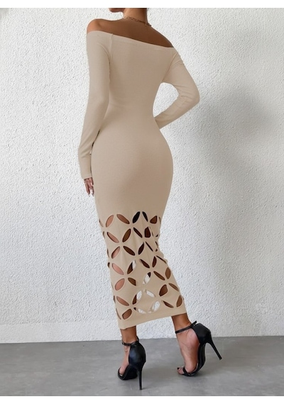 De'charme Kadın Madonna Yaka Uzun Kollu Lazer Çiçek Kesim Detaylı Uzun Ithal Krep Elbise Bej De'charme Kadın Madonna Yaka Uzun Kollu Lazer Çiçek Kesim Detaylı Uzun Ithal Krep Elbise Bej