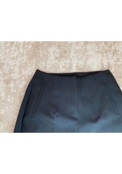 Bluety Çift Pileli Boru Paça Kumaş Pantolon Siyah