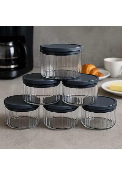 6'lı Borosilikat Cizgili Cam Kahvaltılık Seti - Sızdırmaz Silikonlu Plastik Kapak - 90 X 70 Mm-400 Ml Beyaz 6'lı Borosilikat Cizgili Cam Kahvaltılık Seti - Sızdırmaz Silikonlu Plastik Kapak - 90 X 70 Mm-400 Ml Beyaz