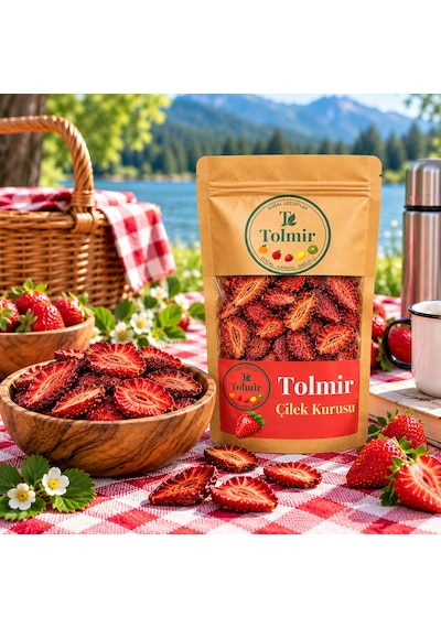 Tolmir %100 Doğal Çilek Kurusu 100 G - Şeker İlavesiz Katkısız Kurutulmuş Çilek Dilimleri