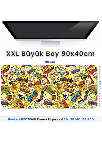 İlyuka Mousepad 90x40cm Büyük Boy Xxl Mp529040 Funny Figures