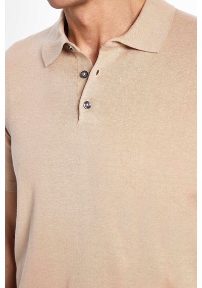Tudors Erkek Slim Fit Dar Kesim Pamuklu Örme Triko Taş Polo Yaka Tişört-31427-taş Taş