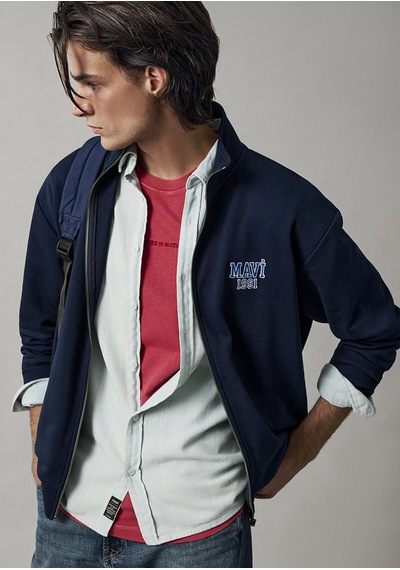 Mavi Logo Full Zıp Sweatshırt Derin Laci Lacivert