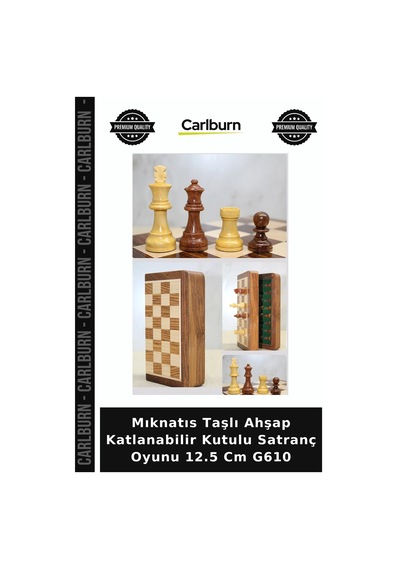 Özel Üretim Mıknatıslı Oyun Hobi Mıknatıs Taşlı Ahşap Katlanabilir Kutulu Satranç Oyunu 12.5 Cm G610