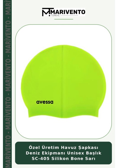 Özel Üretim Havuz Şapkası Deniz Ekipmanı Unisex Başlık Sc-405 Silikon Bone Sarı