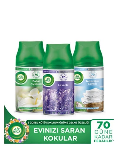 Dofix Air Wick Freshmatic 3 Adet Yedek Lavanta + Bahar Çiçekleri + Temizlik Esintisi