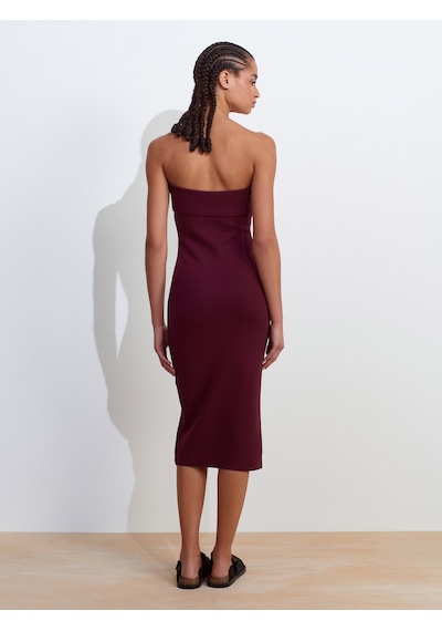 Dilvin 91422 Straplez Elbise-bordo Bordo