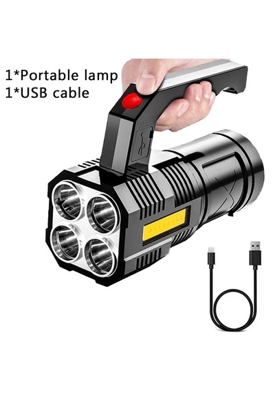 Go İthalat El Feneri Usb Şarjlı Beyaz - Siyah