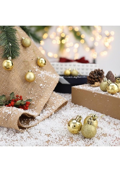 Yenigeldi 12'li Gold 3 Cm Yılbaşı Topu, Noel Topu, Çam Ağacı Topu, Süs Topu, Gold