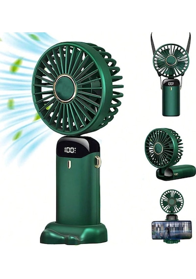 Mini El Fanı 5 Kademeli Dijital Led Göstergeli Boyun Askılı Mini Klima Vantilatör