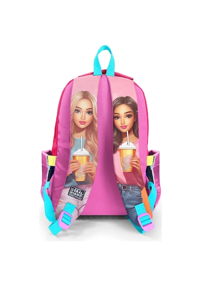 Coral High Kids Pembe Neon Mercan Fashion Girl Desenli Üç Bölmeli Okul Sırt Çantası 23669 Neon Mercan