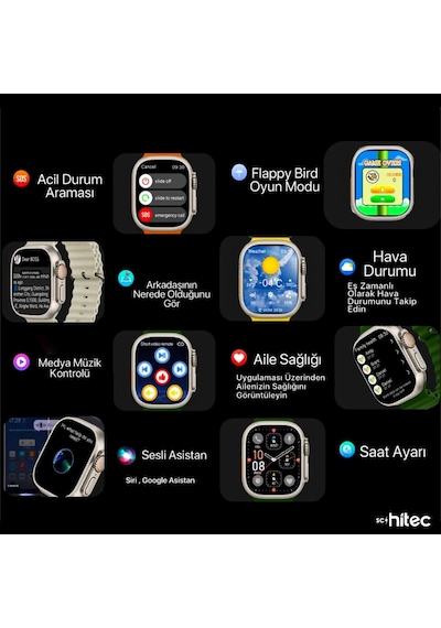 Schitec Watch 8 Pro Max Amoled iOS Uyumlu Akıllı Saat (İthalatçı Garantili)