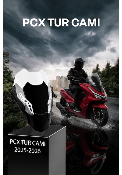 Honda Pcx Uyumlu Çift Katlı Spor Tur Camı Şeffaf 2025-2026 Şeffaf