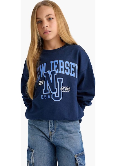 Defacto Kız Çocuk Relax Fit Bisiklet Yaka Baskılı Sweatshirt E8894a825aunv241 Lacivert Defacto Kız Çocuk Relax Fit Bisiklet Yaka Baskılı Sweatshirt E8894a825aunv241 Lacivert