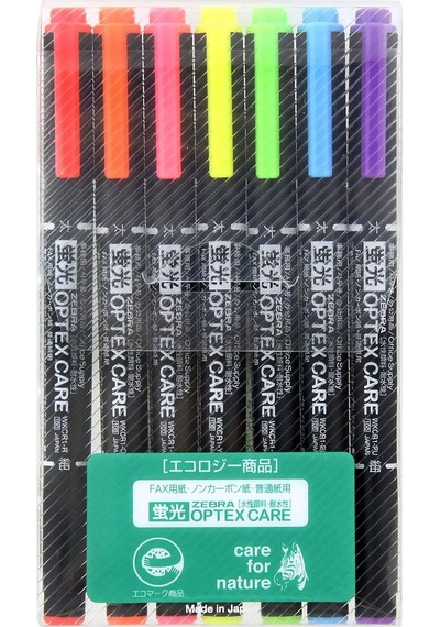 Zebra Optex Care Çift Taraflı Fosforlu Kalem 7'li Set