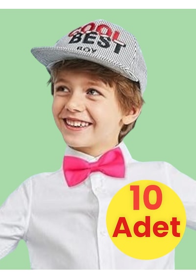 Tezzgelsin Erkek Çocuk Saten Papyon 10 Adet Fuşya