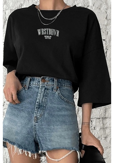 Unisex Dont Baskılı T-shirt Siyah
