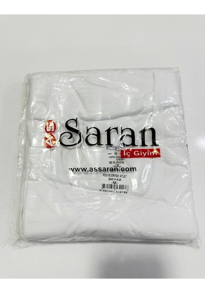 Saran Erkek Klasik %100 Pamuk Askılı Atlet 5001 - 6 Adet Beyaz