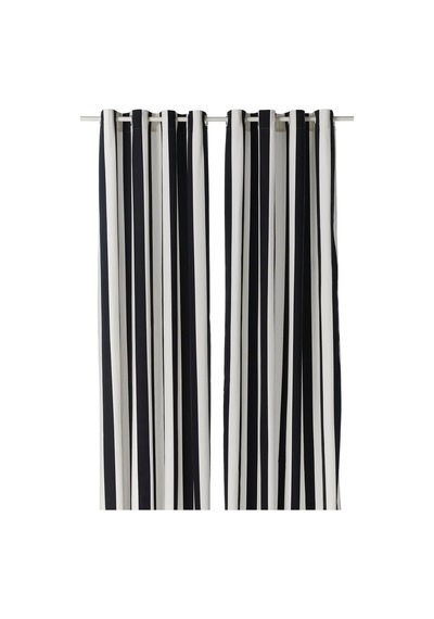 Ikea Slanhöstmal Fon Perde 145x300 Cm Beyaz-siyah Beyaz - Siyah